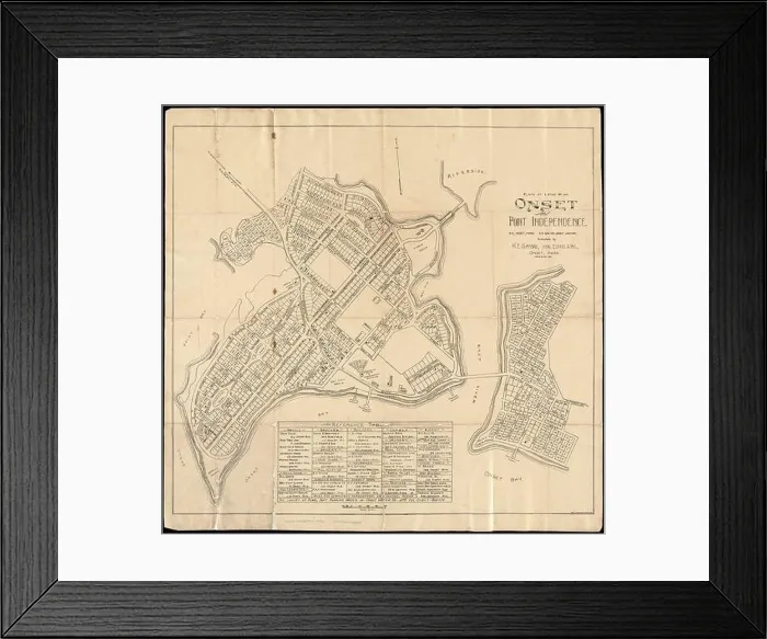 Framed Print : Plan of land of Onset and Point Independence, Real property, Massachusetts, Onset, Maps, Real property, Massachusetts, Wareham, Maps, Onset Mass Framed Print : Plan of land of Onset and Point Independence, Real property, Massachusetts, Onset, Maps, Real property, Massachusetts, Wareham, Maps, Onset Mass