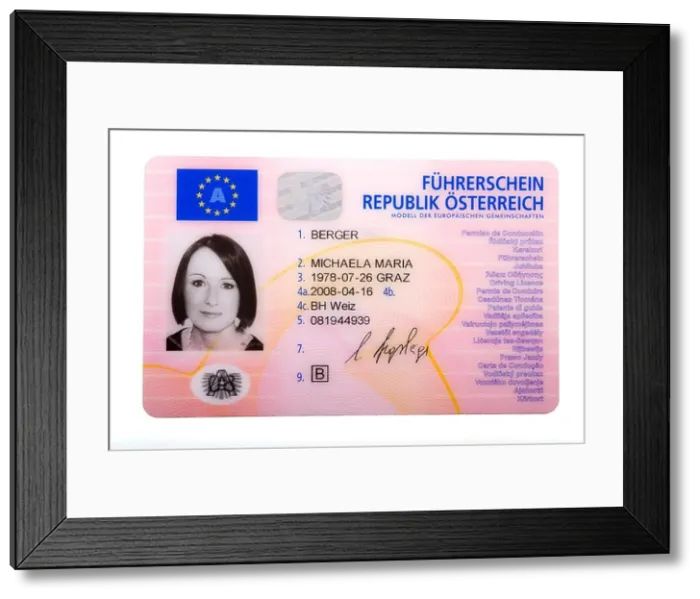Framed Print : Austrian EU-driving licence, Austria Framed Print : Austrian EU-driving licence, Austria