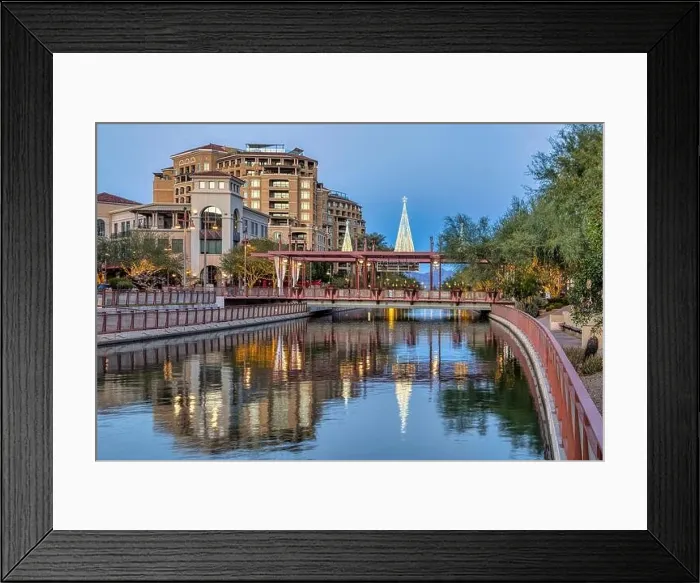 Framed Print : View of Scottsdale, Arizona's waterfront in downtown Scottsdale Framed Print : View of Scottsdale, Arizona's waterfront in downtown Scottsdale