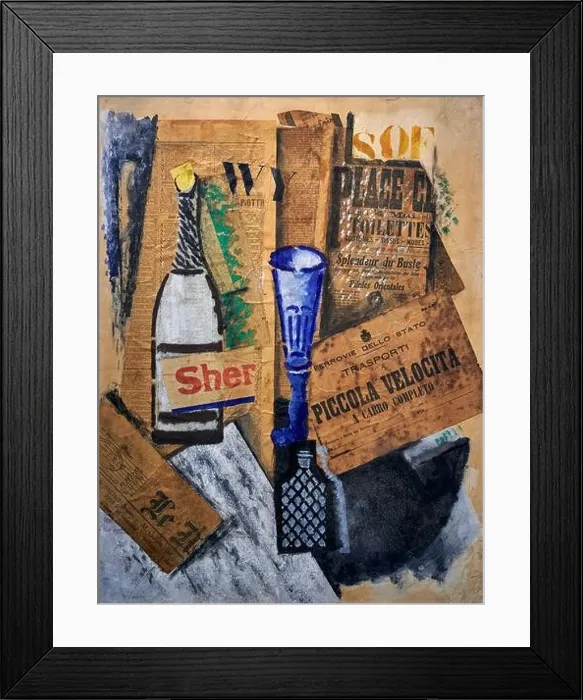 Framed Print : Natura morta ( Piccola velocità ) - olio e tempera su cartoncino - Ardengo Soffici - 19103 - Milano, Museo del Novecento