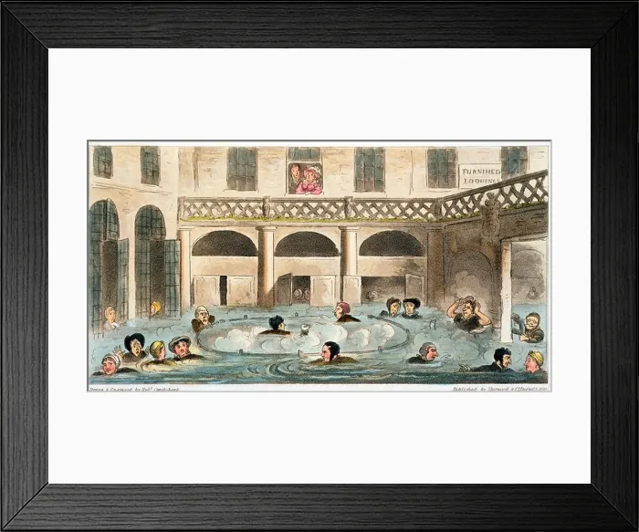 Framed Print : Public Bathing at Bath, or Stewing Alive, 1825. Artist: Isaac Robert Cruikshank