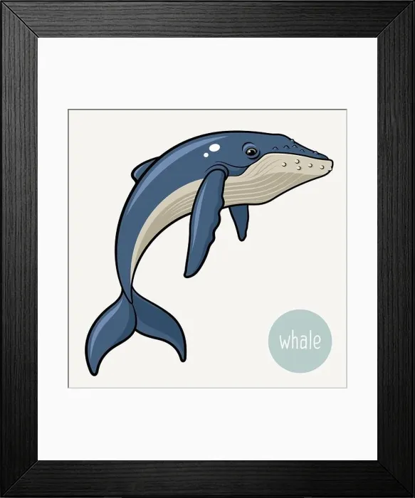 Framed Print : Big blue whale. This vector illustration can be used as a print on kid's T-shirt or other uses Framed Print : Big blue whale. This vector illustration can be used as a print on kid's T-shirt or other uses