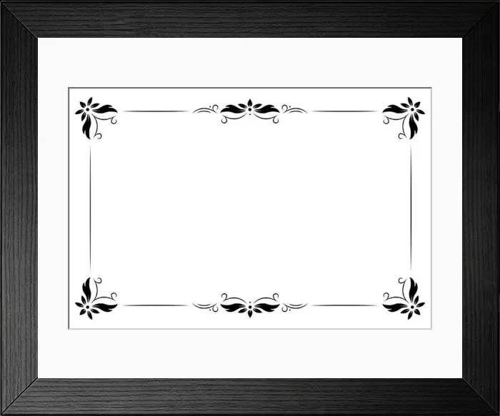 Framed Print : Black vintage frame border on white background. Retro floral ornament pattern vector illustration. Rectangular antique decoration lines. Elegant Framed Print : Black vintage frame border on white background. Retro floral ornament pattern vector illustration. Rectangular antique decoration lines. Elegant