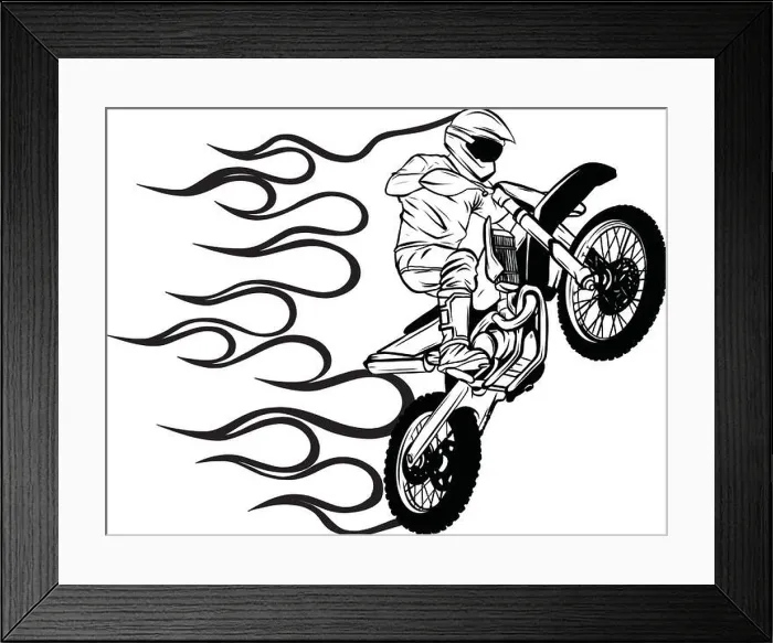 Framed Print : motocross rider ride the motocross bike vector illustration Framed Print : motocross rider ride the motocross bike vector illustration