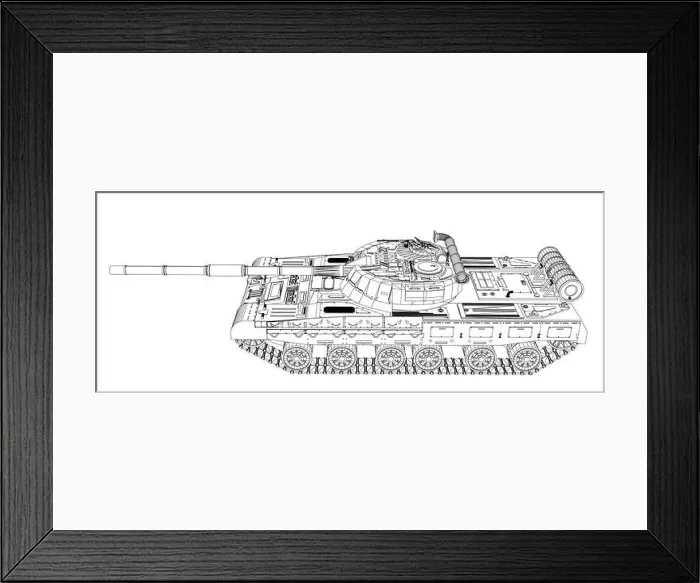 Framed Print : Blueprint of realistic tank Framed Print : Blueprint of realistic tank