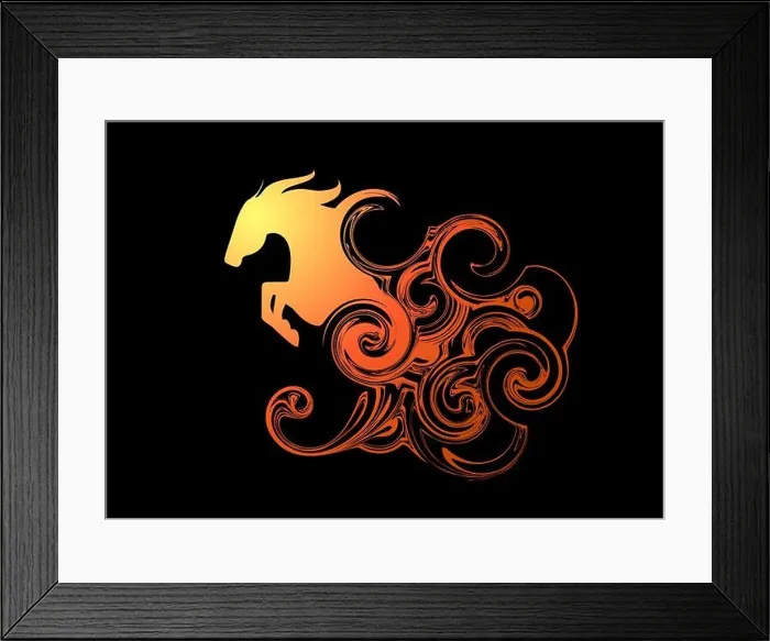 Framed Print : Beautiful abstract animal horse stallion jumping silhouette painting wallpaper or background