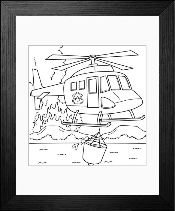 Framed Print : Firefighting Helicopter Coloring Page for Kids Framed Print : Firefighting Helicopter Coloring Page for Kids