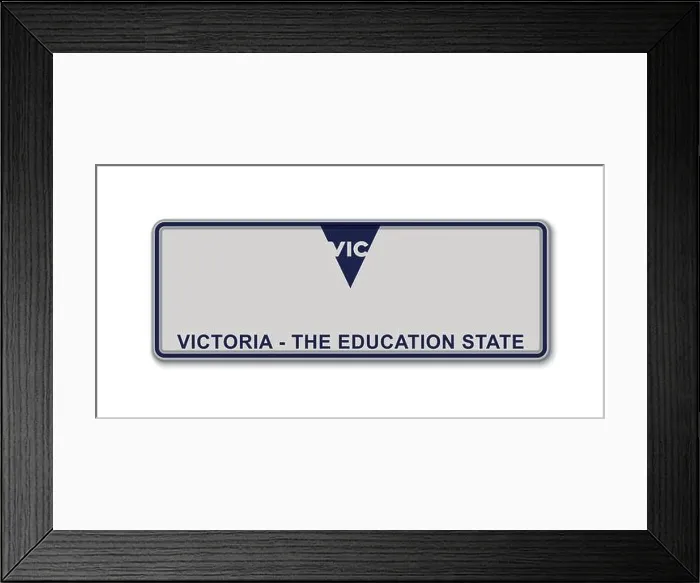 Framed Print : Car number plate. Vehicle registration license of Victoria State of Australia Framed Print : Car number plate. Vehicle registration license of Victoria State of Australia