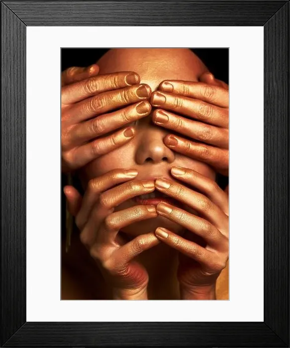 Framed Print : Mysticism, horror. Hands on the face of an Asian-type girl. Close-up Framed Print : Mysticism, horror. Hands on the face of an Asian-type girl. Close-up