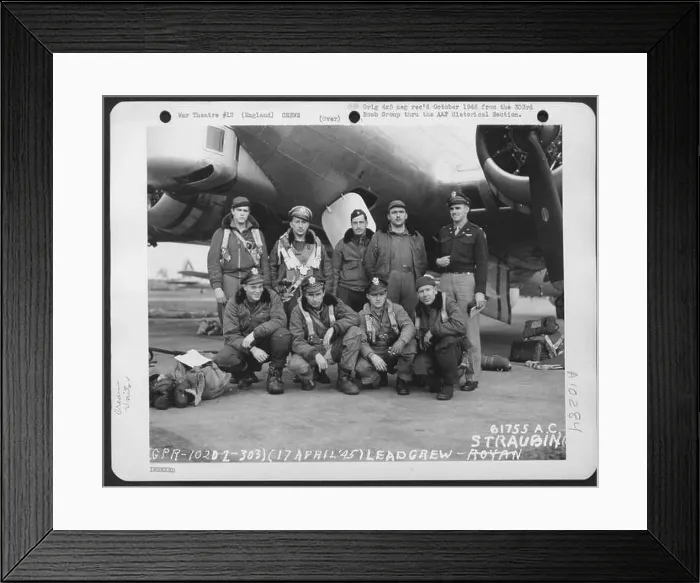 Framed Print : Lead Crew On Bombing Mission To Straubing, France, Beside A Boeing B-17, Flying Fortress. 303Rd Bomb Group. England, 17 April 1945 Framed Print : Lead Crew On Bombing Mission To Straubing, France, Beside A Boeing B-17, Flying Fortress. 303Rd Bomb Group. England, 17 April 1945