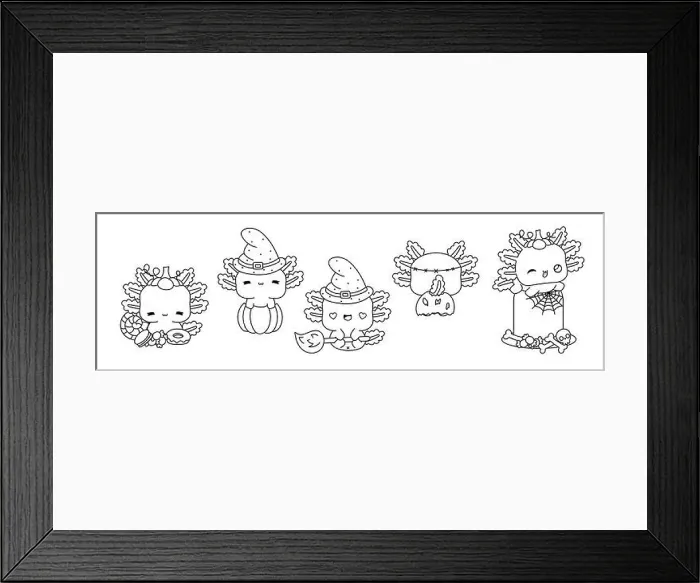 Framed Print : Collection of Vector Halloween Axolotl Outline. Set of Isolated Halloween Reptile Coloring Page Framed Print : Collection of Vector Halloween Axolotl Outline. Set of Isolated Halloween Reptile Coloring Page