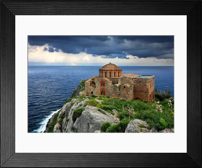 Framed Print : The byzantine church of Hagia Sophia, the only building remaining in good condition on the Upper castle of Monemvasia, Lakonia Framed Print : The byzantine church of Hagia Sophia, the only building remaining in good condition on the Upper castle of Monemvasia, Lakonia