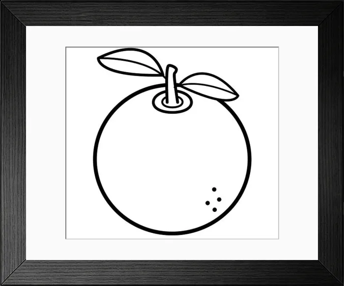 Framed Print : Illustration of a orange fruit without color. Cartoon draw, orange icon. Free illustration. White background with black outline. Silhouette no color Framed Print : Illustration of a orange fruit without color. Cartoon draw, orange icon. Free illustration. White background with black outline. Silhouette no color