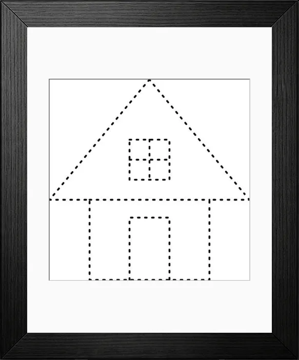 Framed Print : Tracing house dotted lines shape for preschool and kindergarten school kids worksheet element for drawing practice Framed Print : Tracing house dotted lines shape for preschool and kindergarten school kids worksheet element for drawing practice