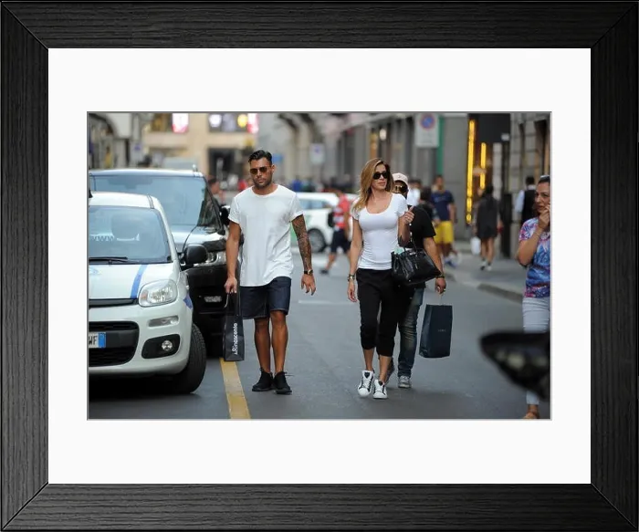 Framed Print : Milan, Aida Yespica and boyfriend Giuseppe Lama shopping before the GF vip A few hours after departure to attend the Great VIP Brother Framed Print : Milan, Aida Yespica and boyfriend Giuseppe Lama shopping before the GF vip A few hours after departure to attend the Great VIP Brother