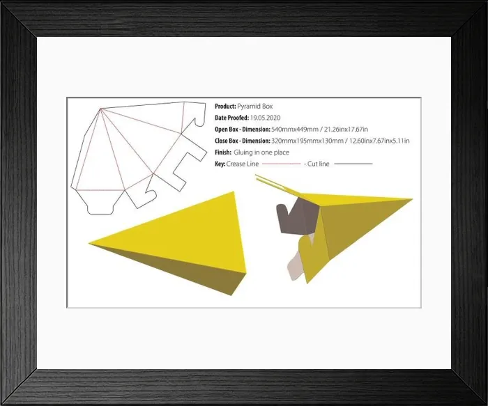 Framed Print : Pyramid Box packaging design template gluing die cut - vector Framed Print : Pyramid Box packaging design template gluing die cut - vector