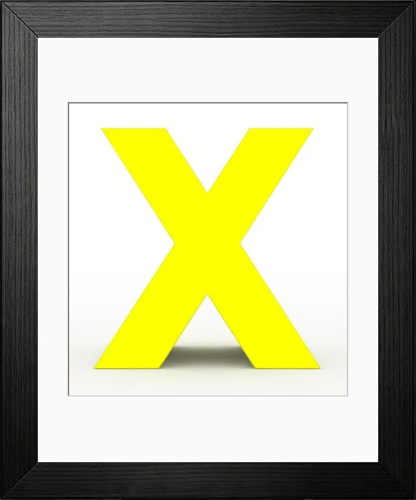 Framed Print : letter X 3d yellow isolated on white - 3d rendering Framed Print : letter X 3d yellow isolated on white - 3d rendering
