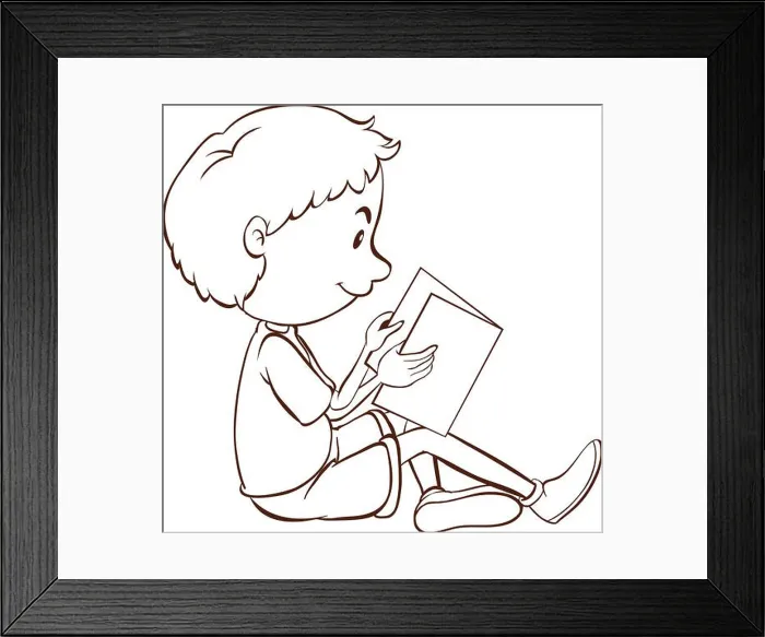 Framed Print : A plain sketch of a boy studying Framed Print : A plain sketch of a boy studying