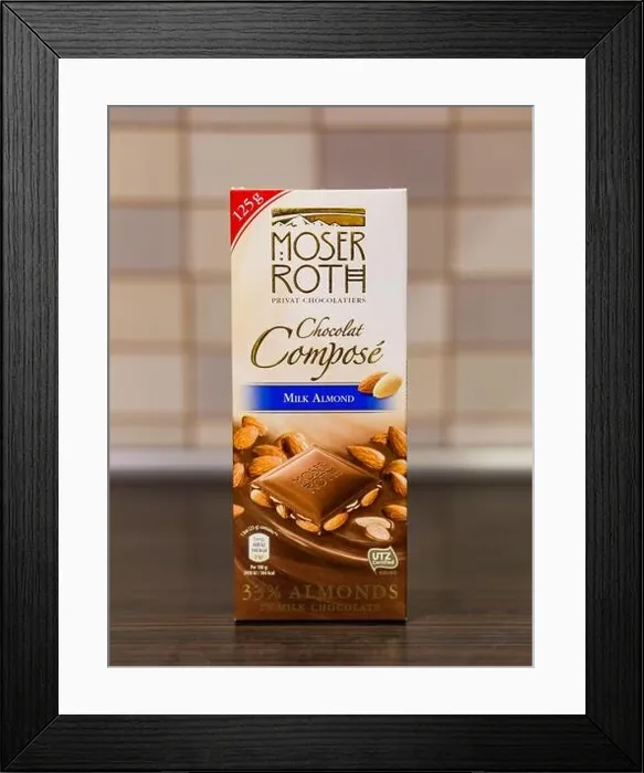 Framed Print : POZNAN, POLAND - Feb 03, 2018: Moser Roth milk chocolate with 33 percent almonds Framed Print : POZNAN, POLAND - Feb 03, 2018: Moser Roth milk chocolate with 33 percent almonds