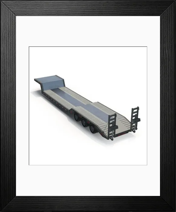 Framed Print : Flat Bed Semi Trailer on white 3D Illustration