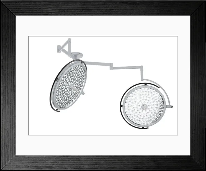 Framed Print : 3d rendering two surgery lights or medical lamps isolated on white