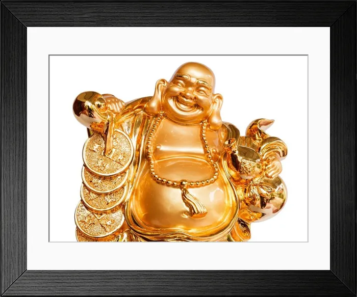 Framed Print : Smiling Buddha - Chinese God of Happiness, Wealth and Lucky Isolated on white background Framed Print : Smiling Buddha - Chinese God of Happiness, Wealth and Lucky Isolated on white background