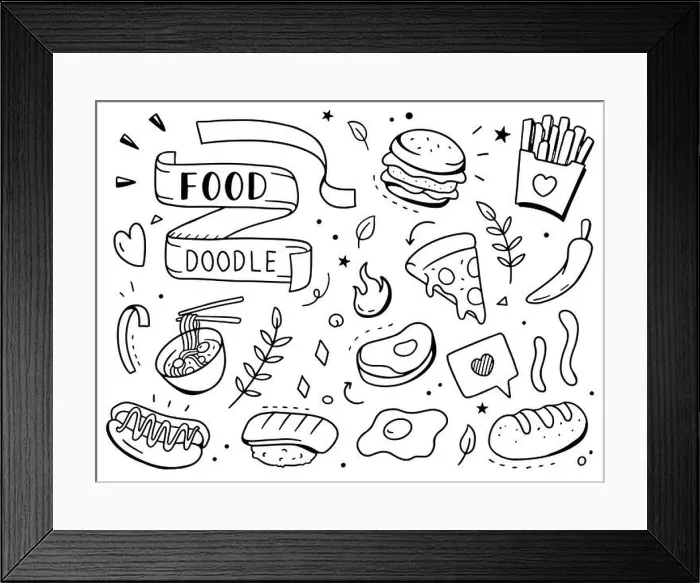 Framed Print : food doodle illustration. Doodle design concept Framed Print : food doodle illustration. Doodle design concept