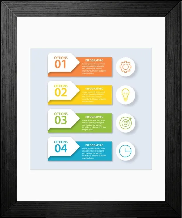 Framed Print : an infographic template with four options with editable text- great for presentations Framed Print : an infographic template with four options with editable text- great for presentations