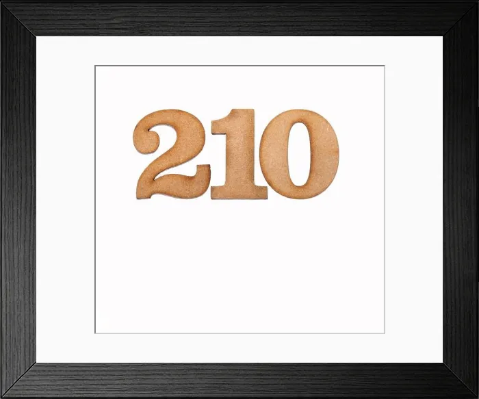 Framed Print : Number 210 in wood, isolated on white background Framed Print : Number 210 in wood, isolated on white background