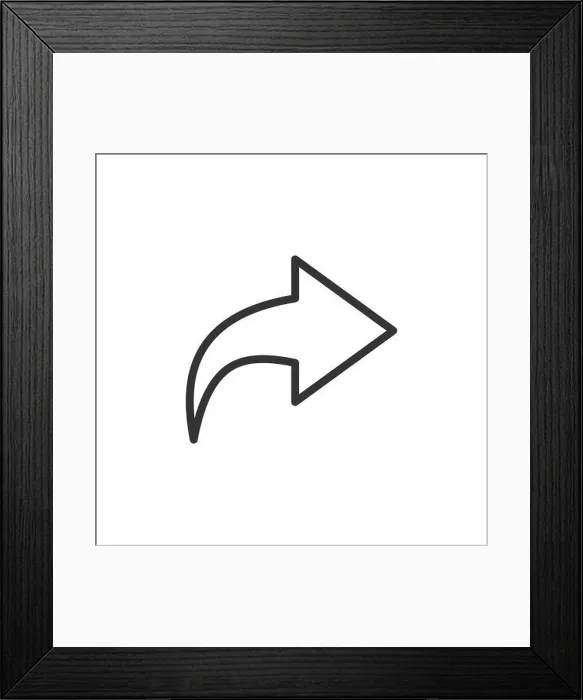 Framed Print : Share button icon in flat style. Arrow sign vector illustration on white isolated background. Send file business concept Framed Print : Share button icon in flat style. Arrow sign vector illustration on white isolated background. Send file business concept