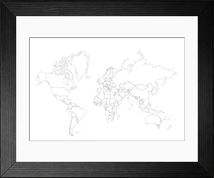 Framed Print : world map outline stock vector Framed Print : world map outline stock vector