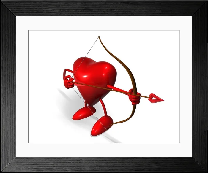 Framed Print : Conceptual image showing stylistic heart with the bow and arrow on it