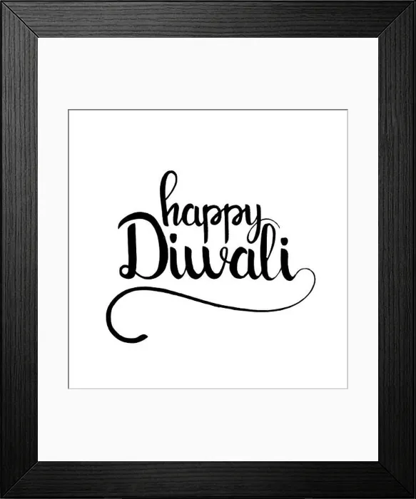 Framed Print : Happy Diwali lettering. Modern vector hand drawn calligraphy isolated on white background for your greeting card design Framed Print : Happy Diwali lettering. Modern vector hand drawn calligraphy isolated on white background for your greeting card design