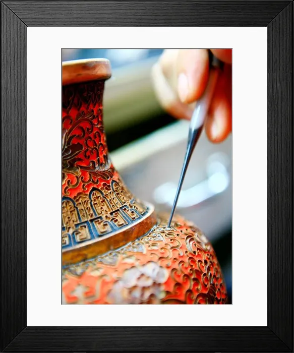 Framed Print : Enamel-filling process of making Cloisonné, Beijing, China Framed Print : Enamel-filling process of making Cloisonné, Beijing, China