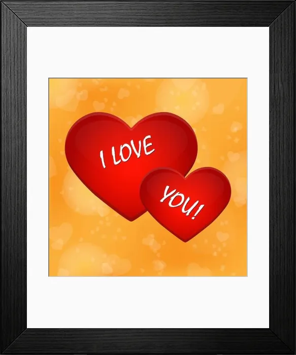 Framed Print : Two hearts and an inscription I love you. Congratulations on Valentine's day Framed Print : Two hearts and an inscription I love you. Congratulations on Valentine's day