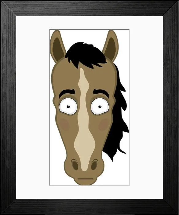 Framed Print : Vector illustration of the face of a cartoon horse with an expression of shame and blush Framed Print : Vector illustration of the face of a cartoon horse with an expression of shame and blush