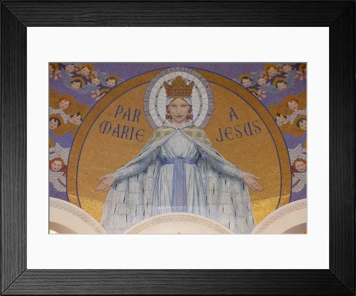 Framed Print : Maria mosaic in church of pilgrimage in Lourdes in France Framed Print : Maria mosaic in church of pilgrimage in Lourdes in France