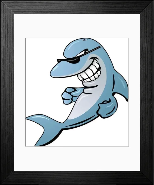 Framed Print : Cool Dolphin Cartoon Character Vector Graphic Illustration Framed Print : Cool Dolphin Cartoon Character Vector Graphic Illustration