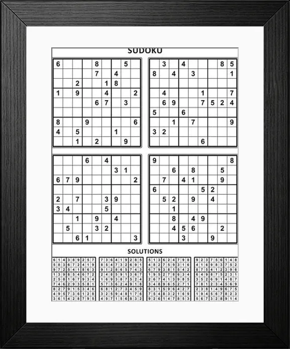 Framed Print : Four sudoku puzzles of comfortable (easy, yet not very easy) level, suitable for large print books, answers included. Set 7 Framed Print : Four sudoku puzzles of comfortable (easy, yet not very easy) level, suitable for large print books, answers included. Set 7