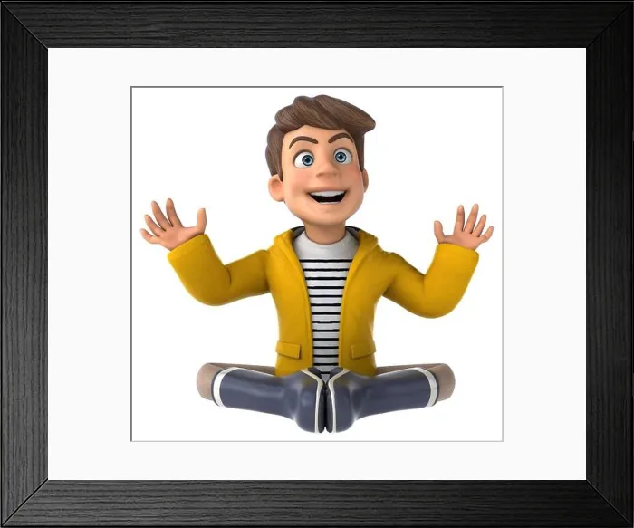 Framed Print : Fun 3D Illustration of a cartoon kid with rain gear Framed Print : Fun 3D Illustration of a cartoon kid with rain gear