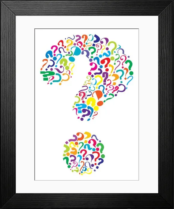 Framed Print : Illustrated question mark formed from many question marks Framed Print : Illustrated question mark formed from many question marks