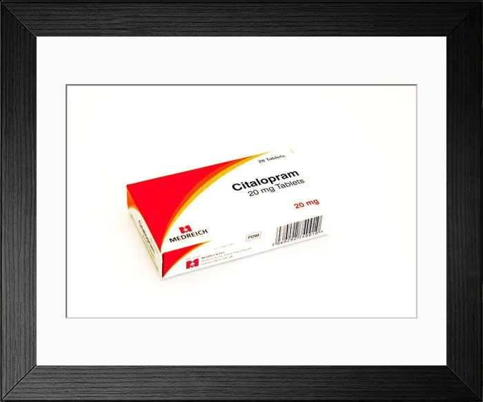 Framed Print : SSRI antidepressants SSRIS Citalopram tablets anti depressant depression medication prescription remedy tablet cure box packet Framed Print : SSRI antidepressants SSRIS Citalopram tablets anti depressant depression medication prescription remedy tablet cure box packet