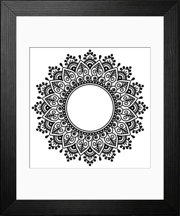 Framed Print : Mehndi Indian henna tatoo vector mandala design - traditional geometric pattern popular in India and Pakistan