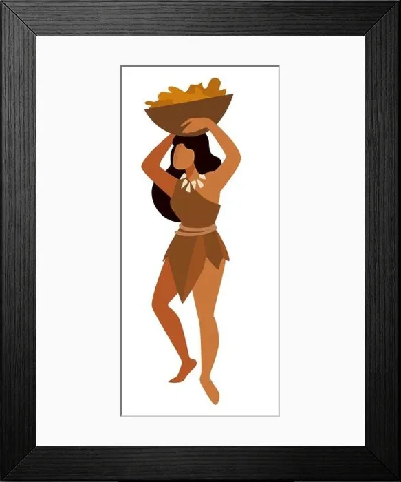 Framed Print : Ancient people of tribe, woman gathering food vector Framed Print : Ancient people of tribe, woman gathering food vector