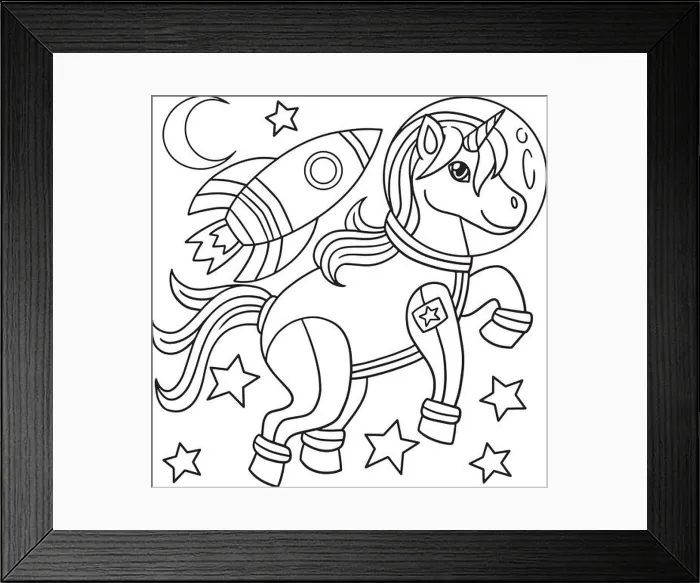 Framed Print : Unicorn Astronaut In Space Coloring Page for Kids Framed Print : Unicorn Astronaut In Space Coloring Page for Kids
