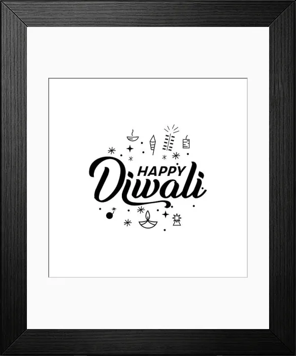 Framed Print : illustration of Diwali for the celebration of Hindu community festival typography vector Framed Print : illustration of Diwali for the celebration of Hindu community festival typography vector