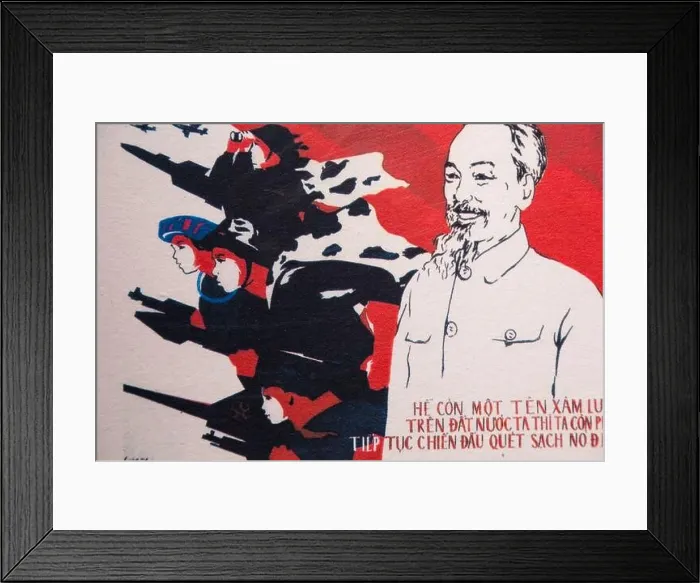 Framed Print : Communist propaganda poster with Ho Chi Minh, Vietnam Framed Print : Communist propaganda poster with Ho Chi Minh, Vietnam