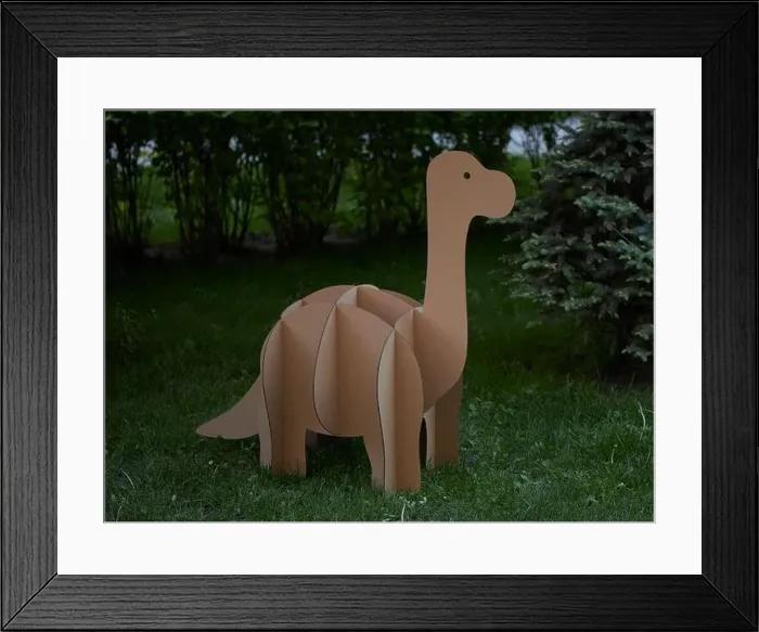 Framed Print : Dinosaur Brontosaurus made of cardboard. Idea for the birthday party, dino party or photo session Framed Print : Dinosaur Brontosaurus made of cardboard. Idea for the birthday party, dino party or photo session