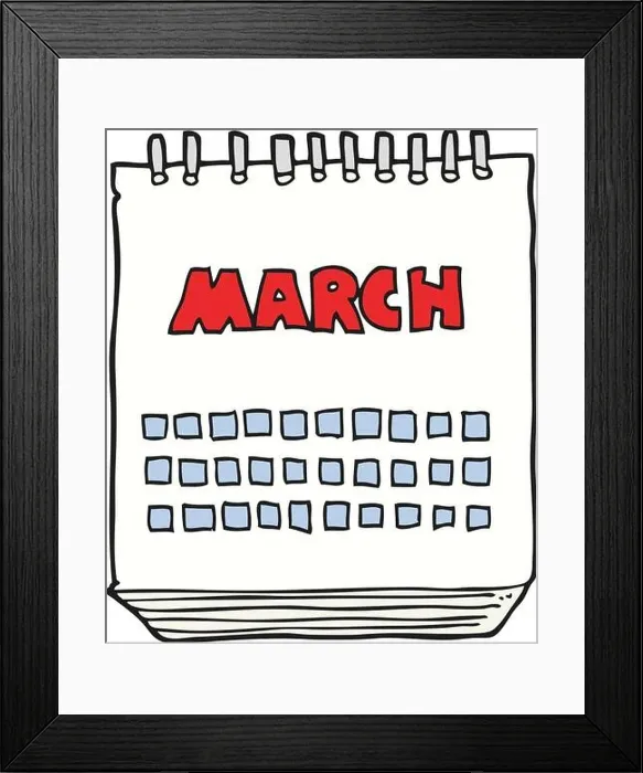 Framed Print : freehand drawn cartoon march calendar Framed Print : freehand drawn cartoon march calendar
