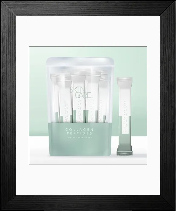 Framed Print : Vector Collagen Peptide or Beverage Powder Packets in Zip Lock Semi Transparent Pouch, Sachet or Packet Packaging Framed Print : Vector Collagen Peptide or Beverage Powder Packets in Zip Lock Semi Transparent Pouch, Sachet or Packet Packaging
